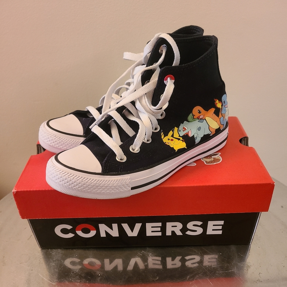 Converse Black High-Tops with Pokémon Characters